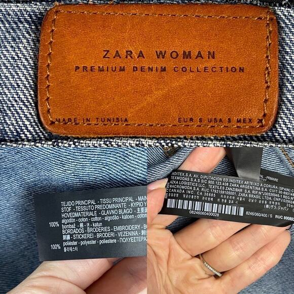 Zara Denim Embroidered Love Roses Oversized Jeans Denimwear Jacket Size Small - Picture 15 of 16